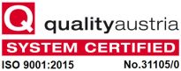 ISO 9001 system certified - Quality Austria